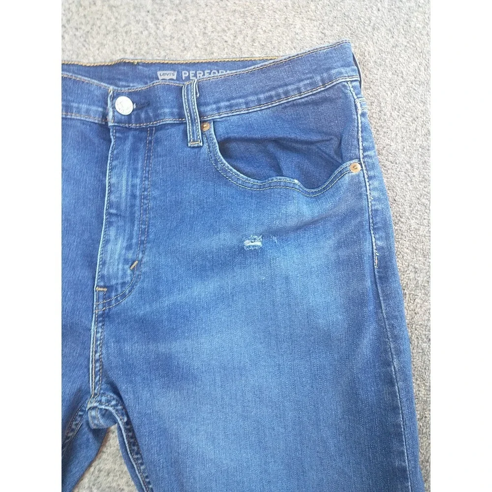 Levis Performance 511 Slim Fit Distressed Medium Wash Blue Jeans Mens 34x33